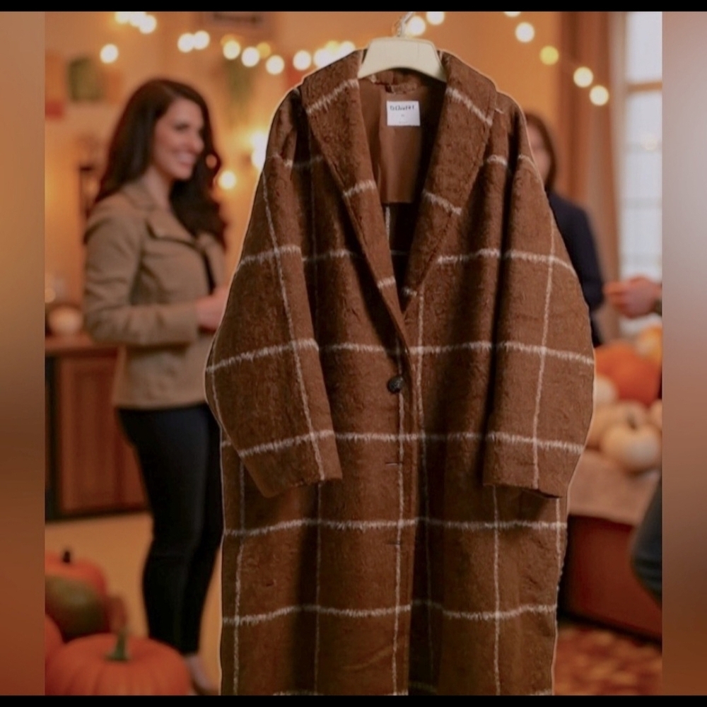 Old Mavy Brown Rust Color  Plaid Women's Coat
